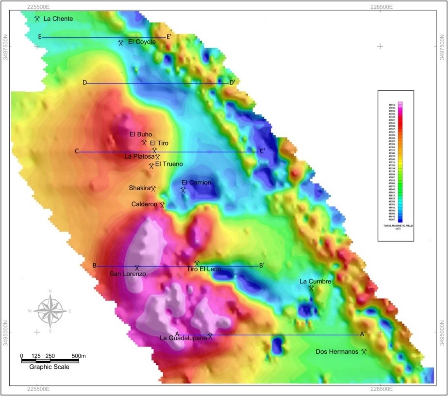 Red Areas Likely Indicate Mineralizing Intrusive at Depth